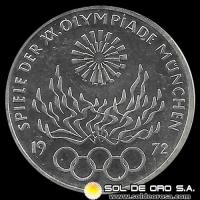NA1 - ALEMANIA - 10 MARK - 1972.g - Series: Munich Olympics - MONEDA DE PLATA 